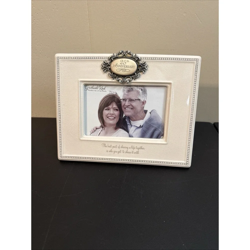 PHOTO FRAME Grassland Roads Elegant Ceramic 25th Anniversary  4